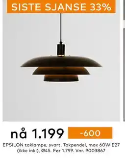 Skeidar EPSILON taklampe, NOK 1199 tilbud