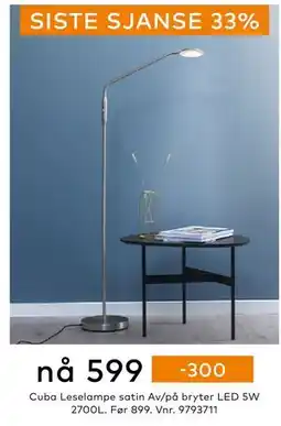 Skeidar Cuba Leselampe satin, NOK 599 tilbud