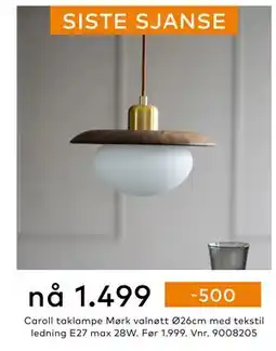 Skeidar Caroll taklampe, NOK 1499 tilbud
