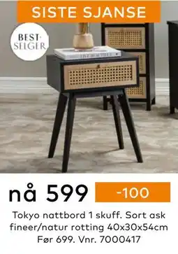 Skeidar Tokyo nattbord, NOK 599 tilbud