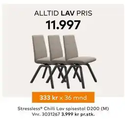 Skeidar Stressless Chilli Lav spisestol D200 (M), NOK 11997 tilbud
