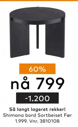 Skeidar Shimana bord Sortbeiset, NOK 799 tilbud