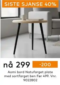 Skeidar Aomi bord, NOK 299 tilbud