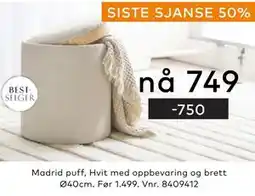 Skeidar Madrid puff, NOK 749 tilbud