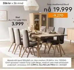 Skeidar Woodcraft bord 100x240 cm, NOK 29629, Medlemspris tilbud