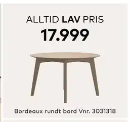 Skeidar Bordeaux rundt bord, NOK 17999 tilbud
