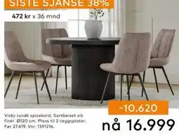 Skeidar Visby rundt spisebord,, NOK 16999 tilbud