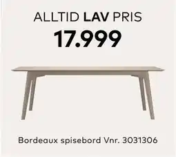 Skeidar Bordeaux spisebord, NOK 17999 tilbud
