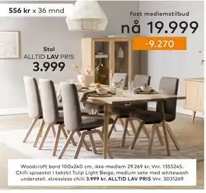 Skeidar Chilli spisestol, NOK 3999 tilbud
