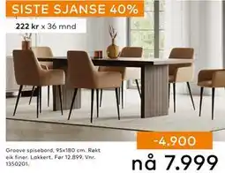 Skeidar Groove spisebord,, NOK 7999 tilbud