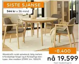 Skeidar Woodcraft rundt spisebord, NOK 27999, Medlemspris tilbud