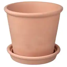 IKEA Muskotblomma Blomsterpotte med skål, inne/ute terrakotta, 19 cm tilbud