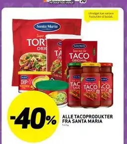 Bunnpris ALLE TACOPRODUKTER FRA SANTA MARIA tilbud