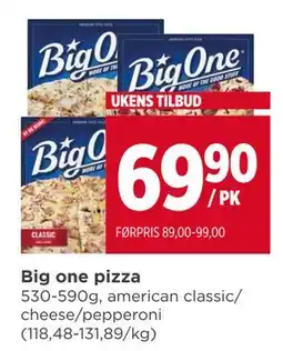 Meny Big one pizza, NOK 69.9 tilbud