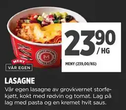 Meny LASAGNE, NOK 23.9 tilbud