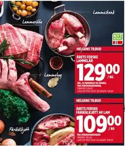 Meny ÅRETS FERSKE FÅRIKÅLKJØTT AV LAM, NOK 109 tilbud