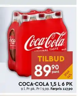 Coop Mega COCA-COLA 1,5 L 6 PK, NOK 89.9 tilbud