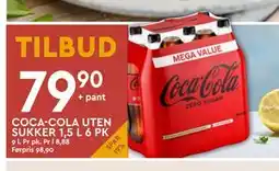 Coop Mega COCA-COLA UTEN SUKKER 1,5 L 6 PK, NOK 79.9 tilbud