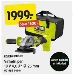 Jula Vinkelsliper 18 V 4,0 Ah Ø125 mm, NOK 1999 tilbud
