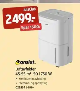 Jula Luftavfukter 45-55 m² 50 l 750 W, Medlemspris tilbud