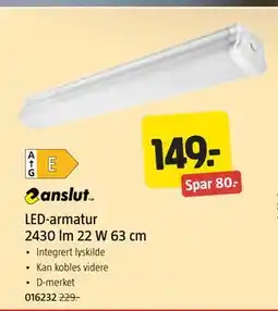 Jula LED-armatur 2430 lm 22 W 63 cm, NOK 149 tilbud