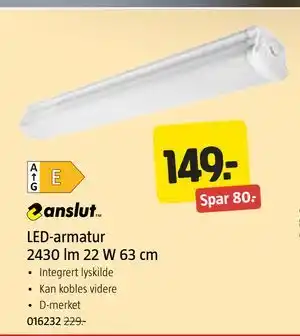 Jula LED-armatur 2430 lm 22 W 63 cm, NOK 149 tilbud
