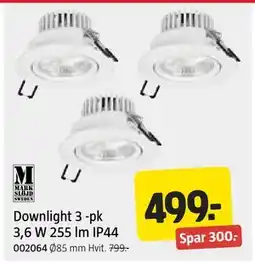 Jula Downlight 3 -pk 3,6 W 255 lm IP44, NOK 499 tilbud