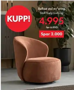 Fagmøbler Belfast stol m/sving, NOK 4995 tilbud
