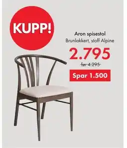 Fagmøbler Aron spisestol, NOK 2795 tilbud