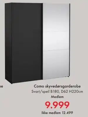 Fagmøbler Como skyvedørsgarderobe, NOK 12499, Medlemspris tilbud