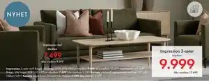 Fagmøbler Impression 3-seter, NOK 12499, Medlemspris tilbud