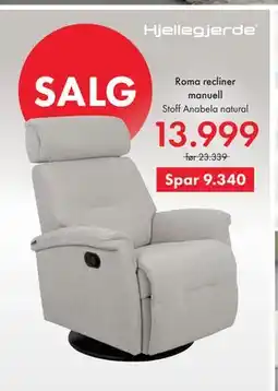 Fagmøbler Roma recliner manuell, NOK 13999 tilbud