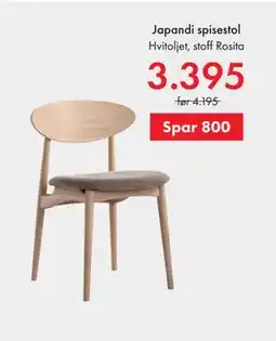 Fagmøbler Japandi spisestol, NOK 3395 tilbud