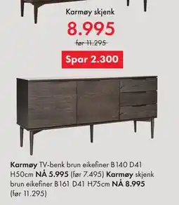 Fagmøbler Karmøy skjenk, NOK 8995 tilbud