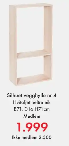 Fagmøbler Silhuet vegghylle nr 4, NOK 2500, Medlemspris tilbud