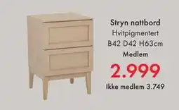 Fagmøbler Stryn nattbord, NOK 3749, Medlemspris tilbud