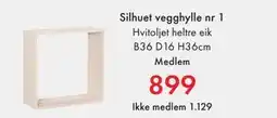 Fagmøbler Silhuet vegghylle nr 1, NOK 1129, Medlemspris tilbud