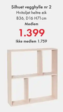 Fagmøbler Silhuet vegghylle nr 2, NOK 1759, Medlemspris tilbud