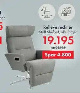 Fagmøbler Relieve recliner, NOK 19195 tilbud
