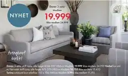 Fagmøbler Dover 3-seter stoff, NOK 24999, Medlemspris tilbud