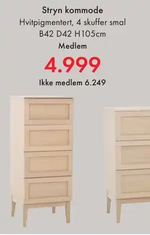 Fagmøbler Stryn kommode, NOK 6249, Medlemspris tilbud
