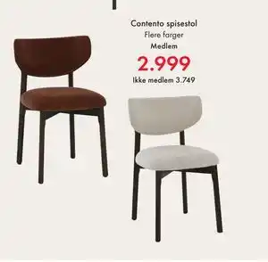 Fagmøbler Contento spisestol, NOK 3749, Medlemspris tilbud