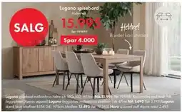 Fagmøbler Lugano spisebord, NOK 15995 tilbud