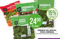 Kiwi Grønn&Frisk Grønnkål mix, wok mix, spinat, grønnkål tilbud