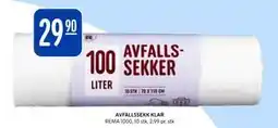 Rema 1000 AVFALLSSEKK KLAR, NOK 29.9 tilbud