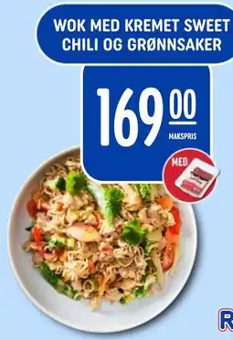 Rema 1000 WOK MED KREMET SWEET CHILI OG GRØNNSAKER, NOK 169 tilbud