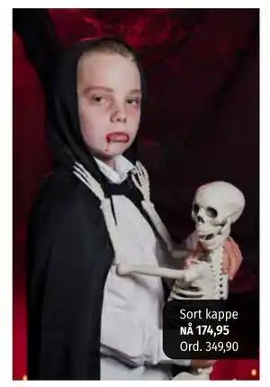 Nille Sort kappe, NOK 174.95 tilbud
