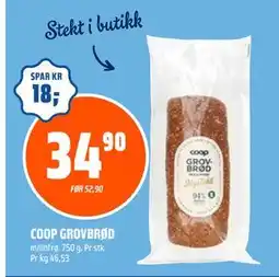 Coop Obs COOP GROVBRØD, NOK 34.9 tilbud