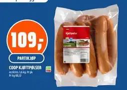 Coop Obs COOP KJØTTPØLSER, NOK 109 tilbud