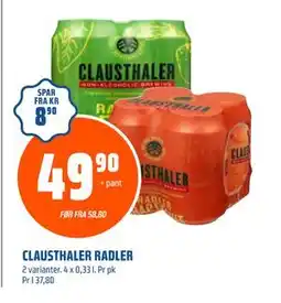 Coop Obs CLAUSTHALER RADLER, NOK 49.9 tilbud